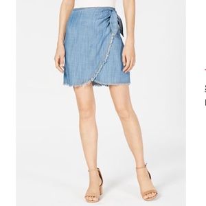 Sage The Label Denim Faux Wrap Skirt - Size Large